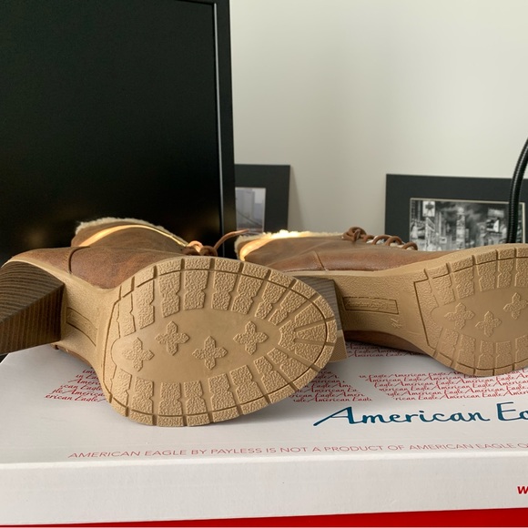 American Eagle tan faux leather Victorian lace up heeled boots - Picture 4 of 5